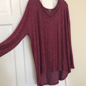 High-low crisscrossed neckline Sweater